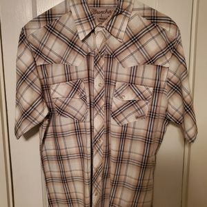 Wrangler Wrancher Western Short Sleeve Button Down Shirt - Large